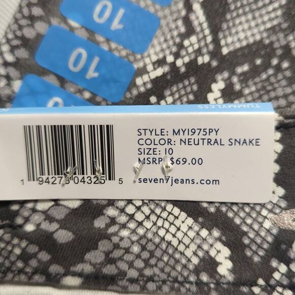Seven7 NEW Tummy Less High Rise Skinny Neutral Snake print jeans Woman's size 10 - Picture 10 of 15